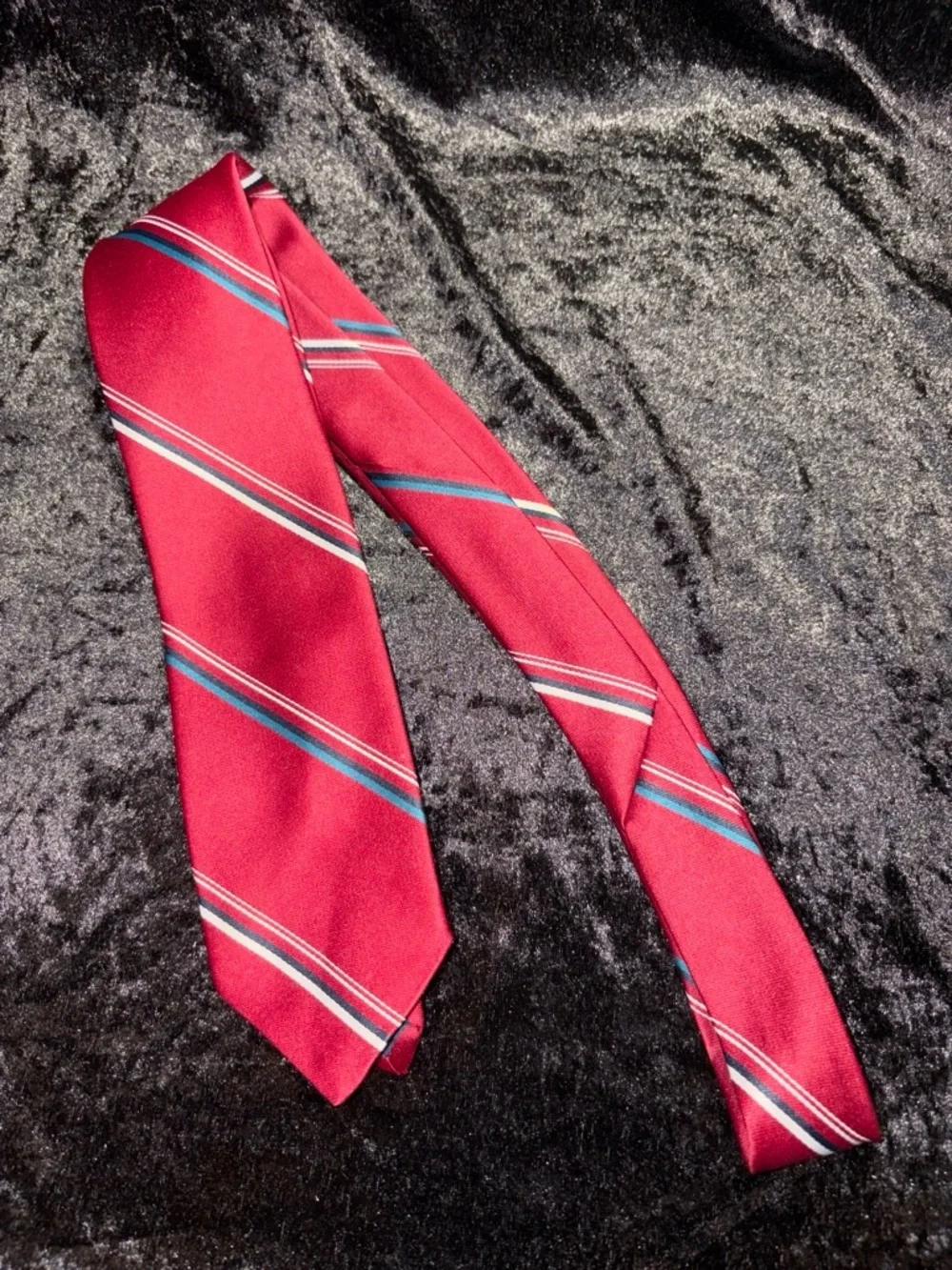 Act 5 Necktie Red Diagonal Striped Vintage Ivy League One Size EUC